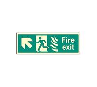 Caledonia Signs 32120L "Fire ExIt, Up And Left HTM" Sign, Photo luminescent Rigid, 450 mm x 150 mm