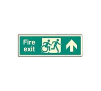 Caledonia Signs 32164G "Disabled Fire Exit Arrow Up, Inclusive Design" Sign, Photo luminescent Rigid, 300 mm x 100 mm