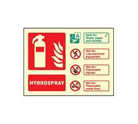 Caledonia Signs 41240E "Hydrospray Extinguisher Identification" Sign, Photo luminescent Self-Adhesive Vinyl, 200 mm x 150 mm