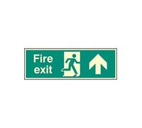 Caledonia Signs 42007M Fire Exit-Straight on Sign, Photo luminescent, Self-Adhesive, Vinyl, 600 mm x 200 mm