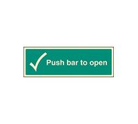 Caledonia Signs 42047L Push Bar to Open Sign, Photo luminescent, Self-Adhesive, Vinyl, 450 mm x 150 mm