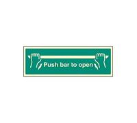 Caledonia Signs 42052L Push Bar to Open Sign, Photo luminescent, Self-Adhesive, Vinyl, 450 mm x 150 mm