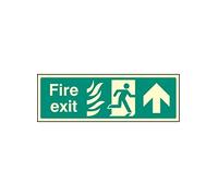 Caledonia Signs 42088G Fire Exit Up Photo HTM Sign, Photo luminescent, Self-Adhesive, Vinyl, 300 mm x 100 mm