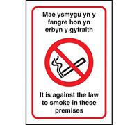 Caledonia Signs 53039 Welsh Dual Language no Smoking Premises Sign, RP