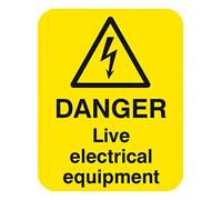Caledonia Signs 54058 Danger Live Electrical Equipment Labels, 40 mm x 50 mm (Pack of 25)