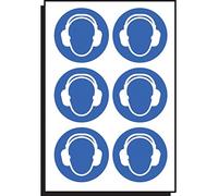 Caledonia Signs 55031 Ear Protection Symbol, 50 mm Diameter (Pack of 6)
