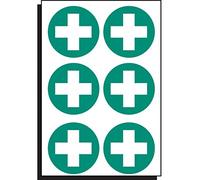 Caledonia Signs 56100 First Aid Symbol, 65 mm Diameter (Pack of 6)