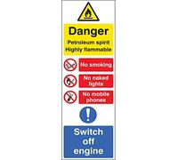 Caledonia Signs 56226 Petroleum Spirit Highly Flammable, Multi-Message, 200 mm x 600 mm