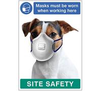 Caledonia Signs 57478 Masks must be worn when working here dog poster