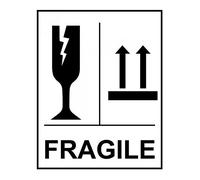 Caledonia Signs 58196 "Fragile Glass This Way Up" Label, Self Adhesive, 75 mm x 100 mm (Pack of 250)