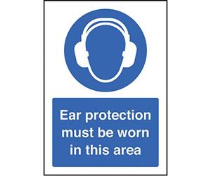 Caledonia Signs 58398 Ear Protection Must be Worn, A5 Rp