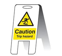 Caledonia Signs 58514 "Caution Trip Hazard" Sign, Self Standing Folding