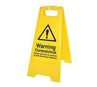 Caledonia Signs 58560 Warning Coronavirus Please wait here (free-standing floor sign)