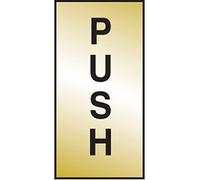 Caledonia Signs 59070 Push Label, Engraved Brass Effect Pvc, 70 mm x 35 mm