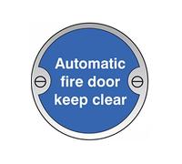 Caledonia Signs 59130 Automatic Fire Door Keep Clear Sign, Aluminium, 76 mm Diameter