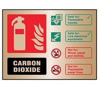 Caledonia Signs 59486 Co2 Extinguisher ID, Brass, Adhesive Backed