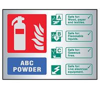 Caledonia Signs 59491 ABC Powder Extinguisher ID, Aluminium, Adhesive Back