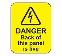 Caledonia Signs 59795 Danger Back of This Panel is Live Label, 40 mm x 50 mm (Pack of 100)