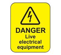 Caledonia Signs 59797 Danger Live Electrical Equipment Label, 40 mm x 50 mm (Pack of 100)