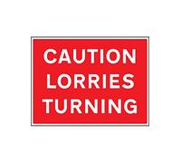 Caledonia Signs 66438Q Caution Lorries Turning Sign, Aluminium, 600 mm x 450 mm