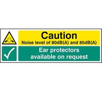 Caledonia Signs 85223G Sign, Noise Level 80Db(A) & 85Db(A) Ear Protectors