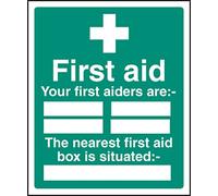 Caledonia Signs 86027H Sign, First Aiders The Nearest First Aid Box Is Situated