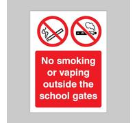 Caledonia Signs - No smoking or vaping outside the school gates - 200x150mm - S/A Vinyl Sign