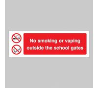 Caledonia Signs - No smoking or vaping outside the school gates - 300x100mm - S/A Vinyl Sign