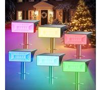Caledonia Solar Spot Lights Outdoor with 9 RGB Color Changing Modes - Waterproof IP68 Multicolor Spotlights for Garden, Yard, and Landscape Illumination with Auto ON & Off (Multicolors, 4-Pack)