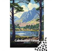 Caledonian Forest Scotland Landscape Art 1000 Piece Jigsaw Puzzle, Alpine Village Landscape, Interlocking Paper Pieces, Mindful Activity for Home Décor Fans, Gift Idea, 52x38cm/1000pcs