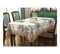 Calefee 48 inch Kitchen Table Cloths Square, Chenille Dining Table Cloths Elegant Vintage Floral Jacquard with Tassels Table Cloth for Wedding