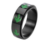 Calefee Anxiety Ring Men, Pinky Promise Ring Men Stainless Steel Rotatable 8mm Wide Glow in the Dark, Size N 1/2