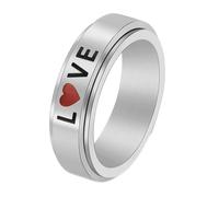 Calefee Anxiety Ring Spinner, Men Promise Ring Personalized Stainless Steel Rotatable 6mm Wide Band Engraving Love, Size X 1/2