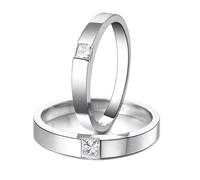 Calefee Couple Rings for Him and Her Sets, Promise Rings White Gold 9k with Moissanite, Band Wide 3.5mm and 2.8mm, Women Size R 1/2 and Men Size P 1/2