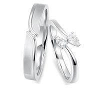 Calefee Couples Promise Rings for Him and Her Set, 9k Solid Gold Engagement Rings with Moissanite, Women Size R 1/2 and Men Size P 1/2