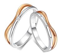 Calefee Couples Wedding Rings Set, 9k Gold Anniversary Rings with Moissanite Comfort Fit, Women Size P 1/2 and Men Size R 1/2