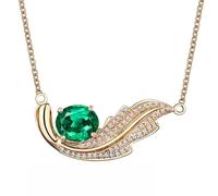 Calefee Created Emerald Necklace Gold 18k, Mother Of The Bride Necklace Birthstone with Created Emerald 1ct and Created Diamond, Adjustable Chain 40cm and 5cm Extendsion