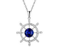 Calefee Created Sapphire Necklace for Women White Gold 18k, September Birthstone Necklace for Bride with Created Sapphire 1.2ct and Created Diamond