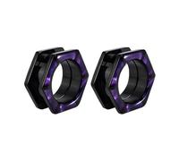 Calefee Ear Gauges 1/2, Stainless Steel Ear Tunnels Black Hexagon Shaped with Purple Shell, Body Piercing Jewelry for Women 12mm, 2pcs