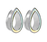 Calefee Ear Gauges for Men 1/2, Stainless Steel Ear Tunnels Teardrop Shaped, Body Piercing Jewelry for Women 12mm, 2pcs
