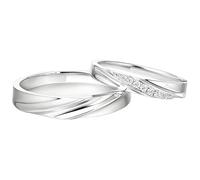 Calefee His and Her Rings Wedding Ring Set, 18k Rings Band White Gold with Moissanite, Band Wide 3.9mm and 3mm, Women Size R 1/2 and Men Size P 1/2