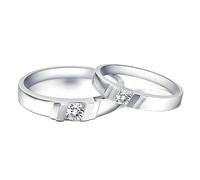 Calefee His and Her Rings Wedding Ring Set, 9k Solid Gold Engagement Rings with Real Diamond, Band Wide 3.4mm and 3mm, Women Size R 1/2 and Men Size P 1/2