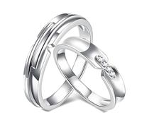 Calefee His and Her Wedding Rings Sets, 14K White Gold Rings Solid with Real Diamond, Band Wide 4.3mm and 3.6mm, Women Size T 1/2 and Men Size V 1/2