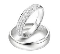 Calefee His and Her Wedding Rings Sets, 9k White Gold Rings Band Solid with Moissanite, Band Wide 4.5mm and 4mm, Women Size R 1/2 and Men Size P 1/2