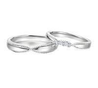 Calefee His and Hers Matching Rings Sets, 14K White Gold Rings Solid with Natural Diamond, Band Wide 3.6mm and 2.9mm, Women Size P 1/2 and Men Size V 1/2