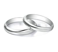 Calefee His and Hers Rings Sets, 14K White Gold Rings Band Solid Wide 3.6mm and 3.3mm, Women Size R 1/2 and Men Size N 1/2