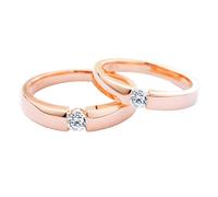 Calefee Matching Wedding Rings Set for Couples, 14K Rose Gold Rings Solid with Moissanite, Band Wide 3.6mm and 2.9mm, Women Size J 1/2 and Men Size P 1/2