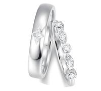 Calefee Matching Wedding Rings Set for Him and Her, 9k White Gold Couples Rings Band with Moissanite, Women Size R 1/2 and Men Size P 1/2