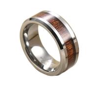 Calefee Men Rings Fashion, Promise Ring for Him Tungsten 8mm Wide Wood Band with Beveled Edge, Size X 1/2