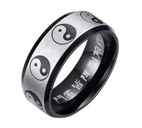Calefee Men Rings Stainless Steel, Mens Rings Comfort Fit Fashion Jewelry Yin Yang 9 Word Mantra, Size Z+1